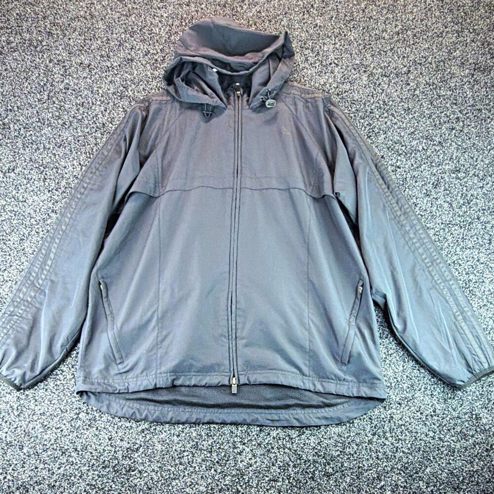 adidas ClimaCool Men’s M Gray Hooded Full Zip Windbreaker Jacket w/ Pockets